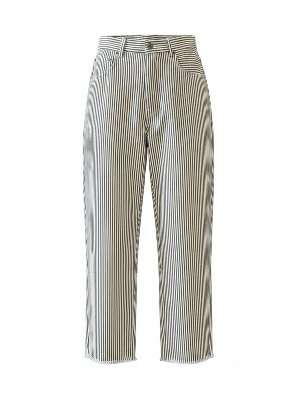 Striped Khaki Barrel Jean